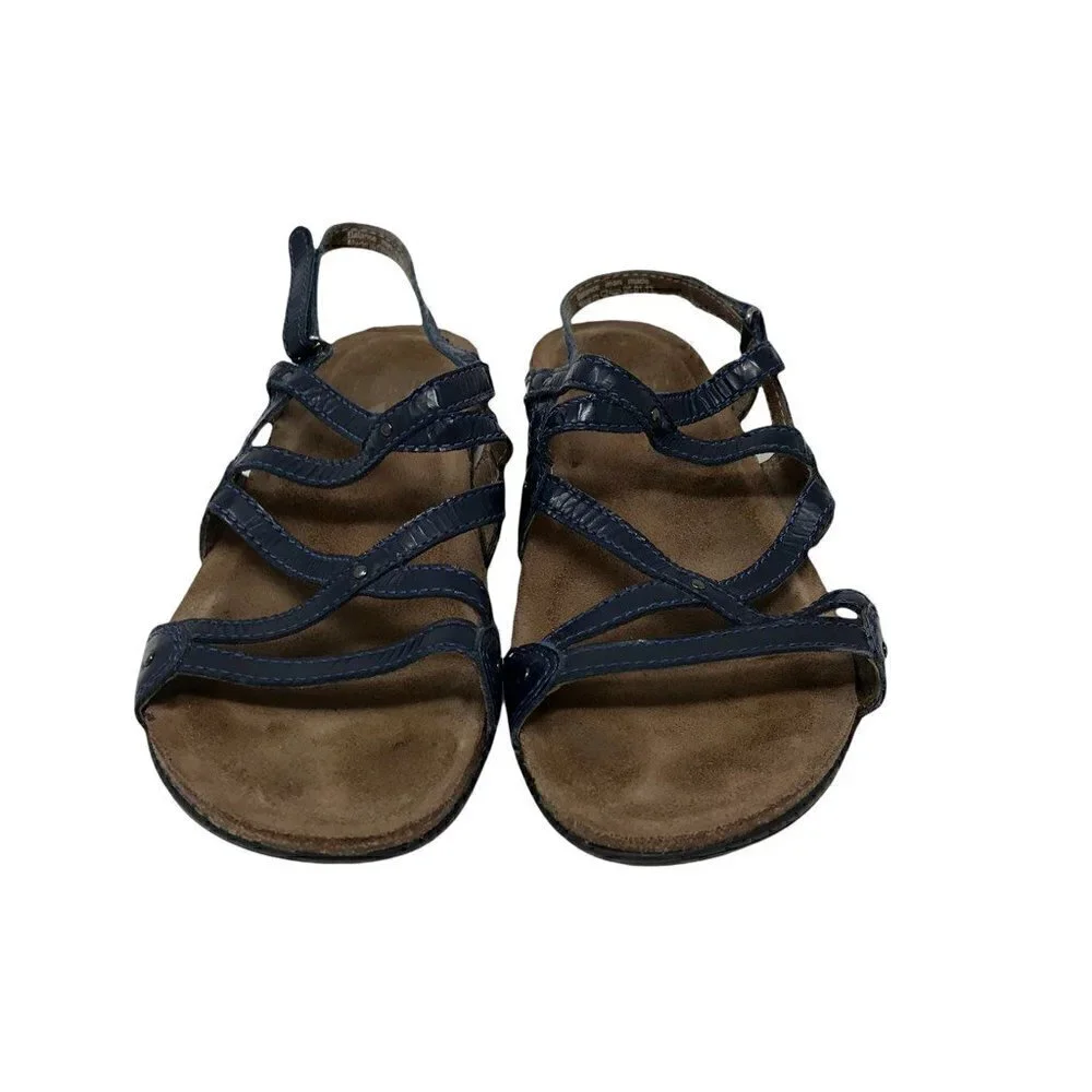 Dansko Womens Jovie Strappy Sandals Blue Slingback Hook Loop Leather 7 EUR 37